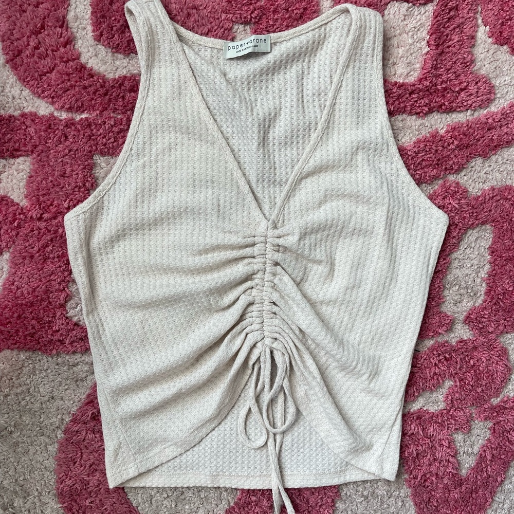 Tan/cream crop tank top size L